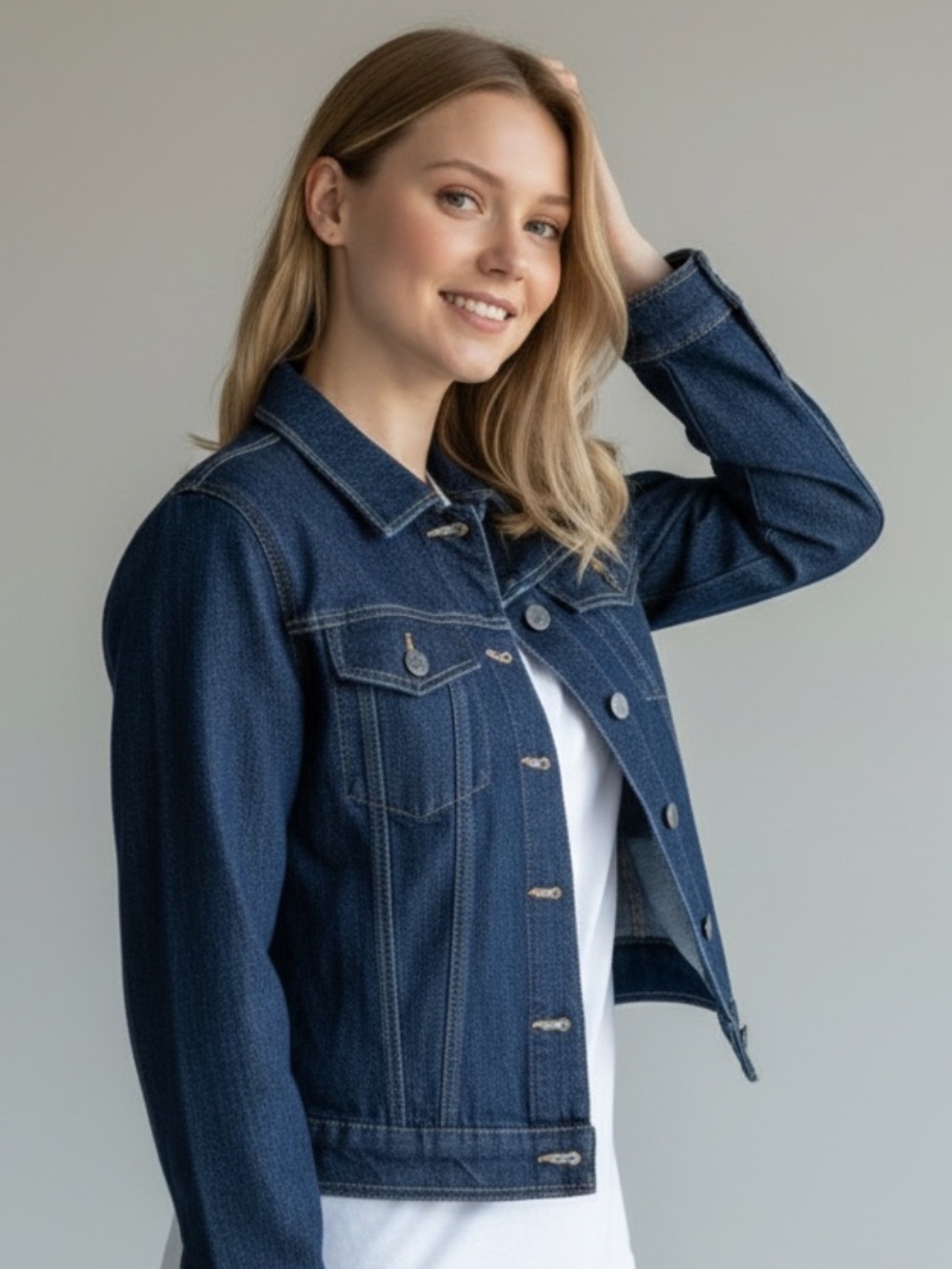 Vintage Smart Set Insider Denim Jacket Dark Wash Peace Love Llama Size Large